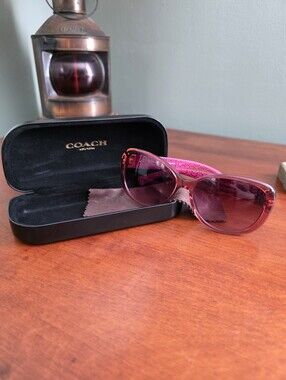 Coach Keri HC 8040B Burgundy Signature C Crystal Oversized Sunglasses Y2K